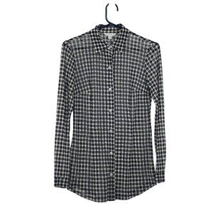 CAbi Sheer Button Front Blouse Womens XS Blue Patterned Used